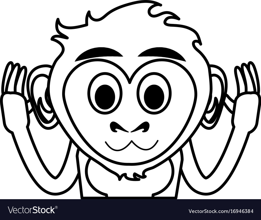 Happy Cute Expressive Monkey Cartoon Icon Image Vector Image