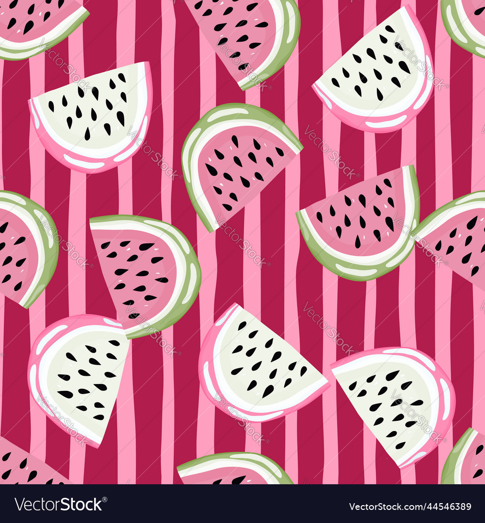 Hand Drawn Watermelon Slices Seamless Pattern Vector Image