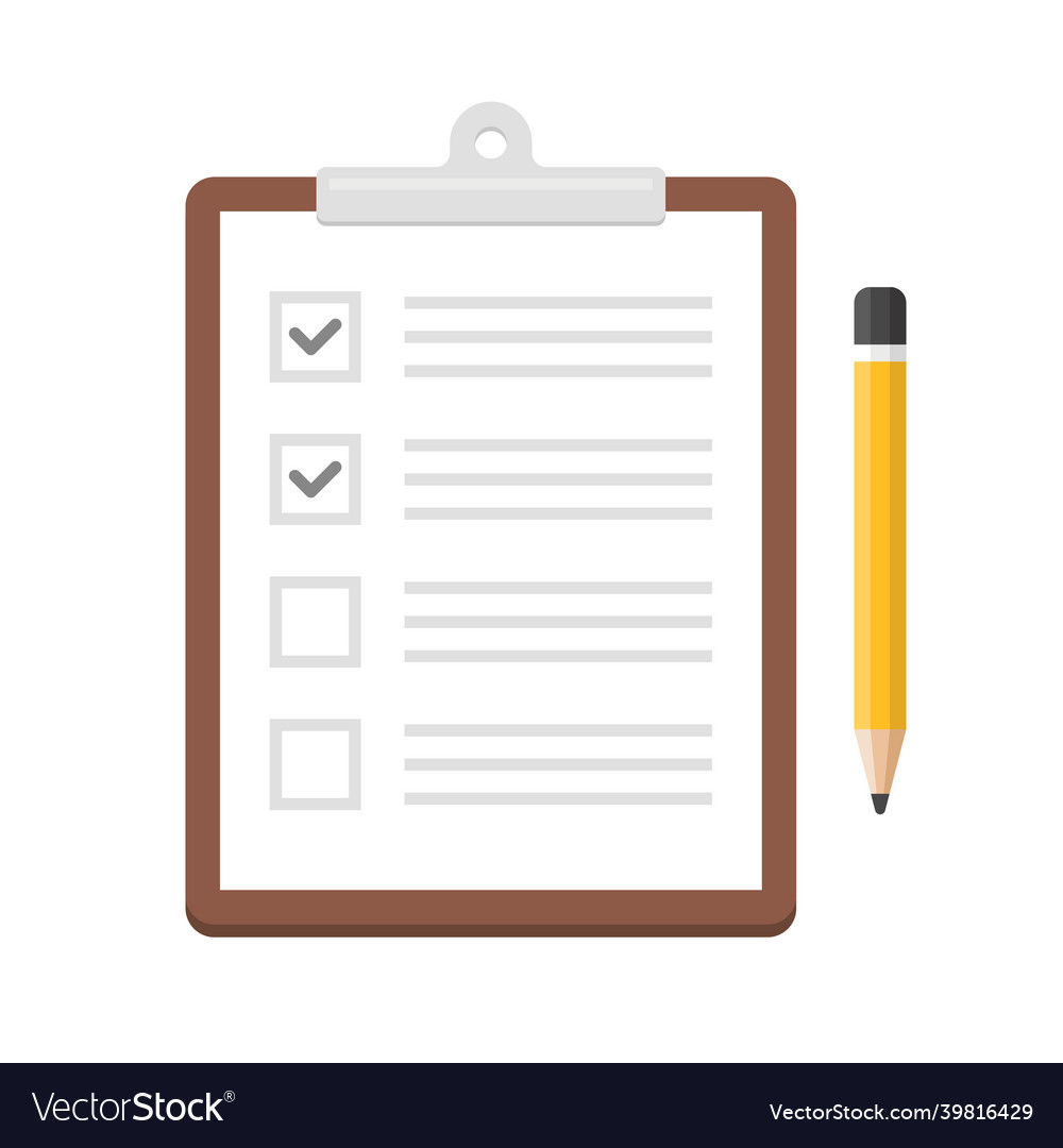 Notepad Checklist Organizer With Pencil Icon Vector Image