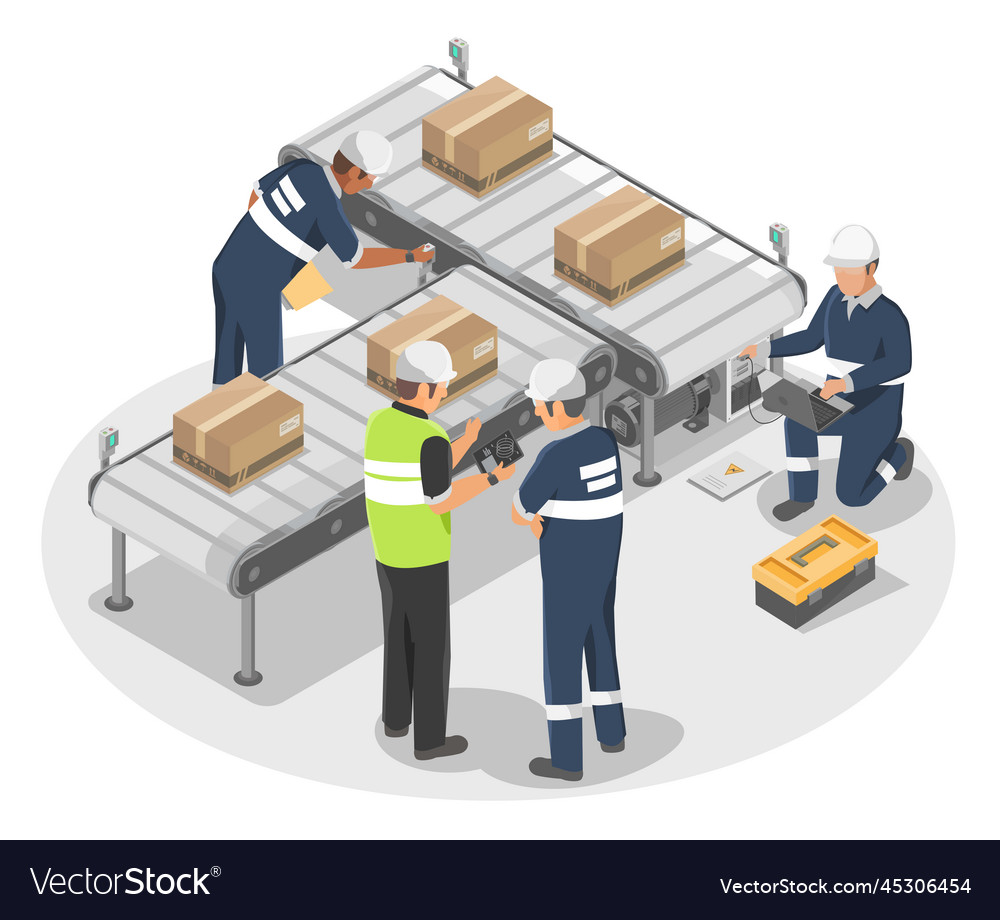 Industry Engineer And Technicians Team Concept Vector Image