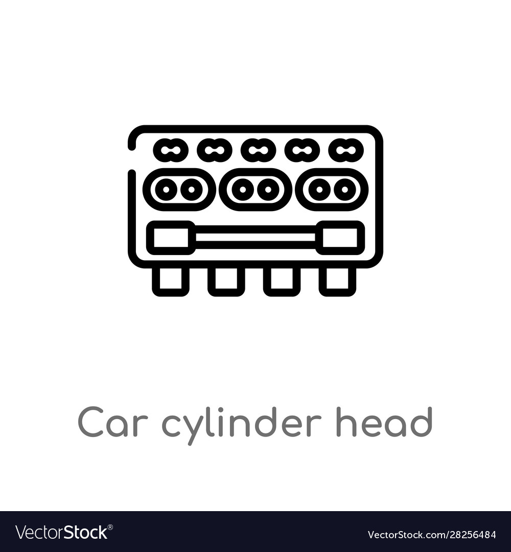 Outline Car Cylinder Head Icon Isolated Black Vector Image