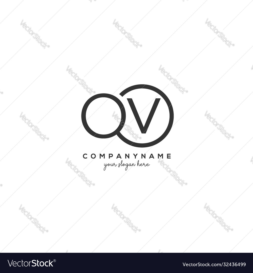 Initial Ov Letter Logo With Circle Template Vector Image