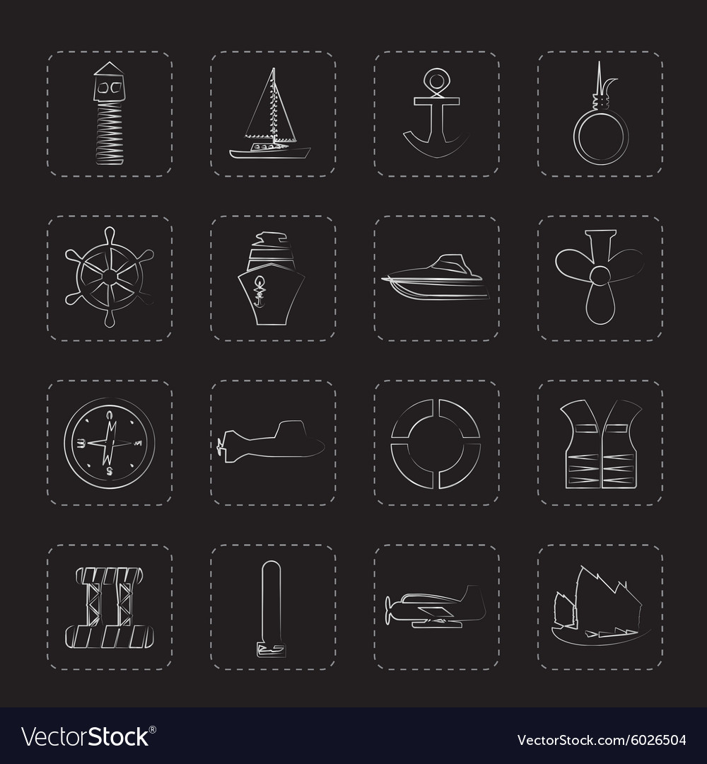 Simple Marine Sailing And Sea Icons Royalty Free Vector