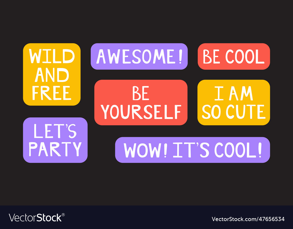 Colorful Hand Drawn Lettering Phrases Quotes Set Vector Image