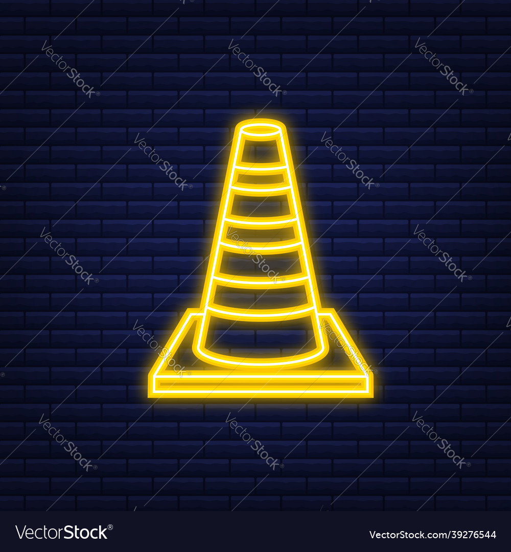 Orange Highway Traffic Cone With White Stripes Vector Image