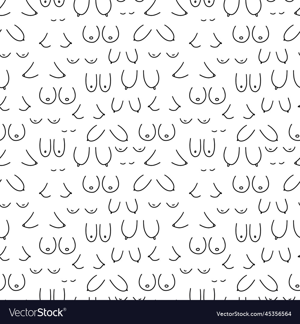 Woman Breast Doodle Seamless Pattern Royalty Free Vector