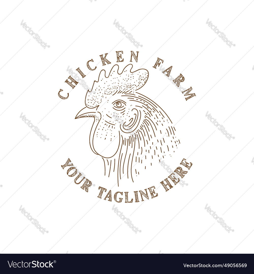 Vintage Retro Male Cock Rooster Head Royalty Free Vector