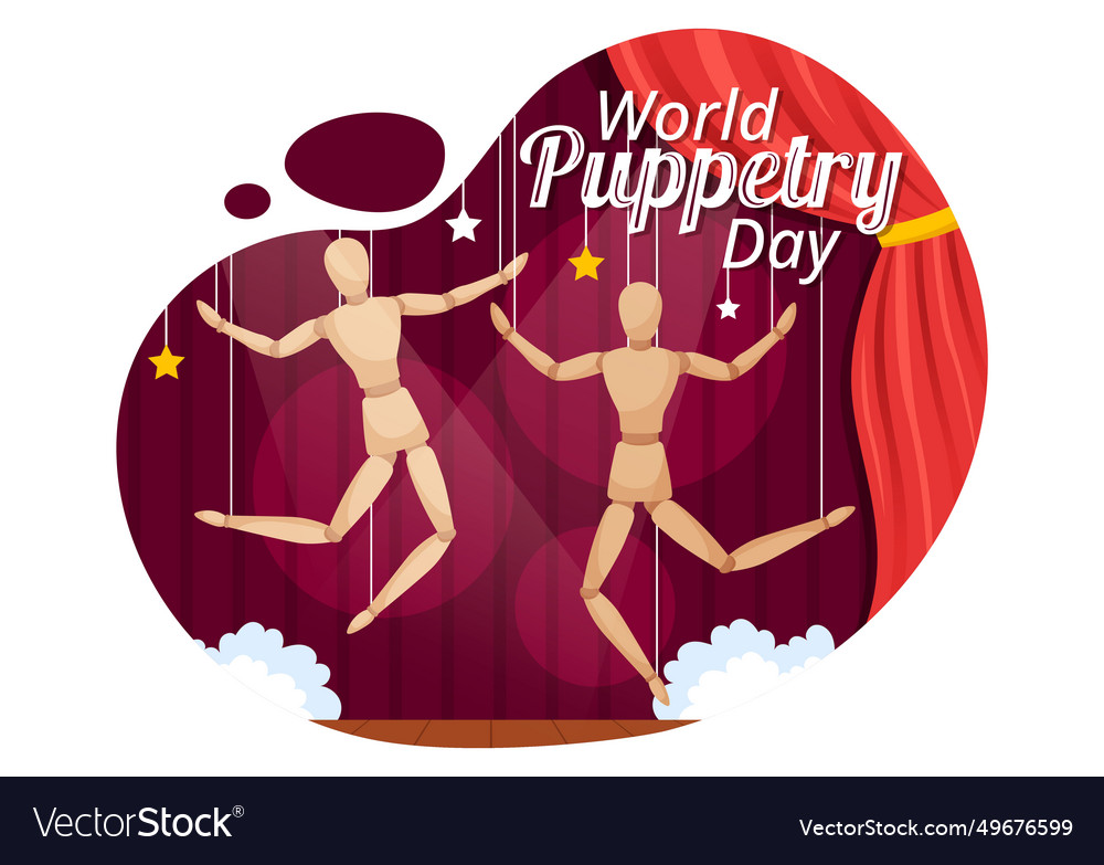 World Puppetry Day On March For Puppet Vector Image