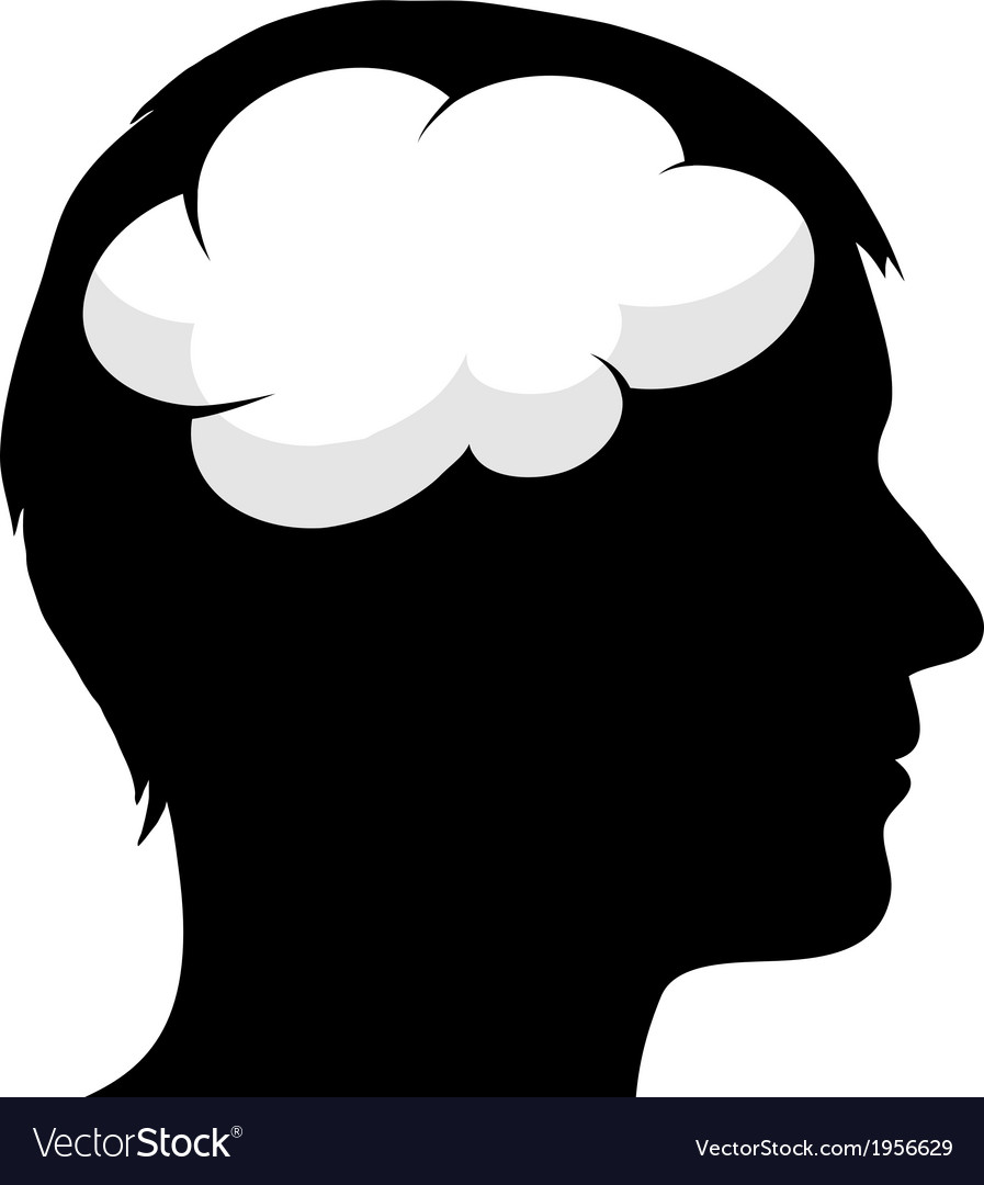 Male Silhouette With Brain Royalty Free Vector Image