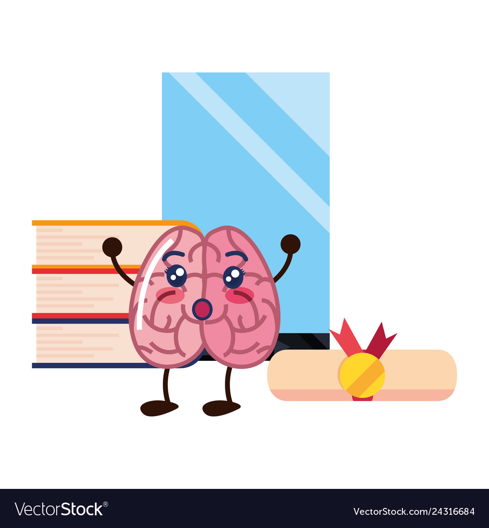 Brain Cartoon Education Royalty Free Vector Image