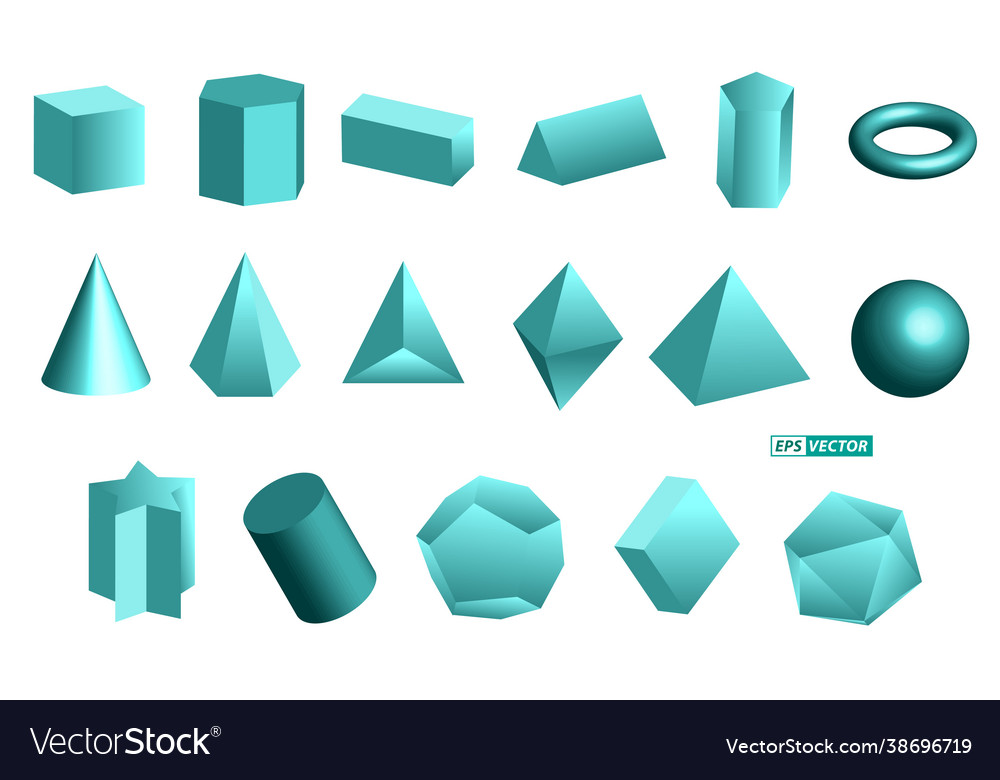 Realistic Geometric Shapes Isolated Or Basic 3d Vector Image