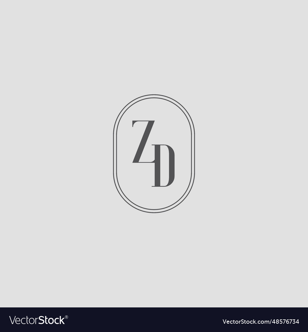 Initial Zd Wedding Monogram Logo Design Royalty Free Vector