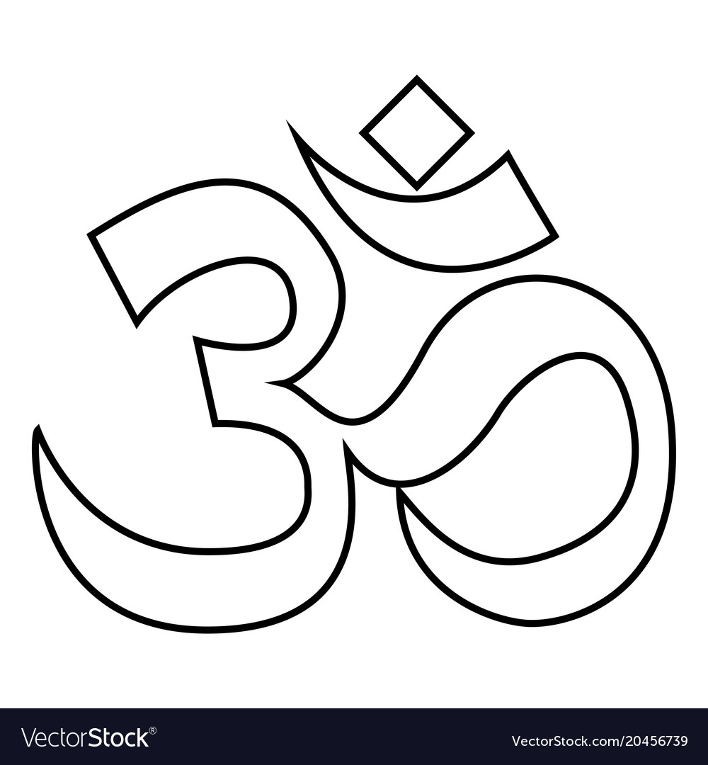 Induism Symbol Om Sign Icon Black Color Flat Vector Image