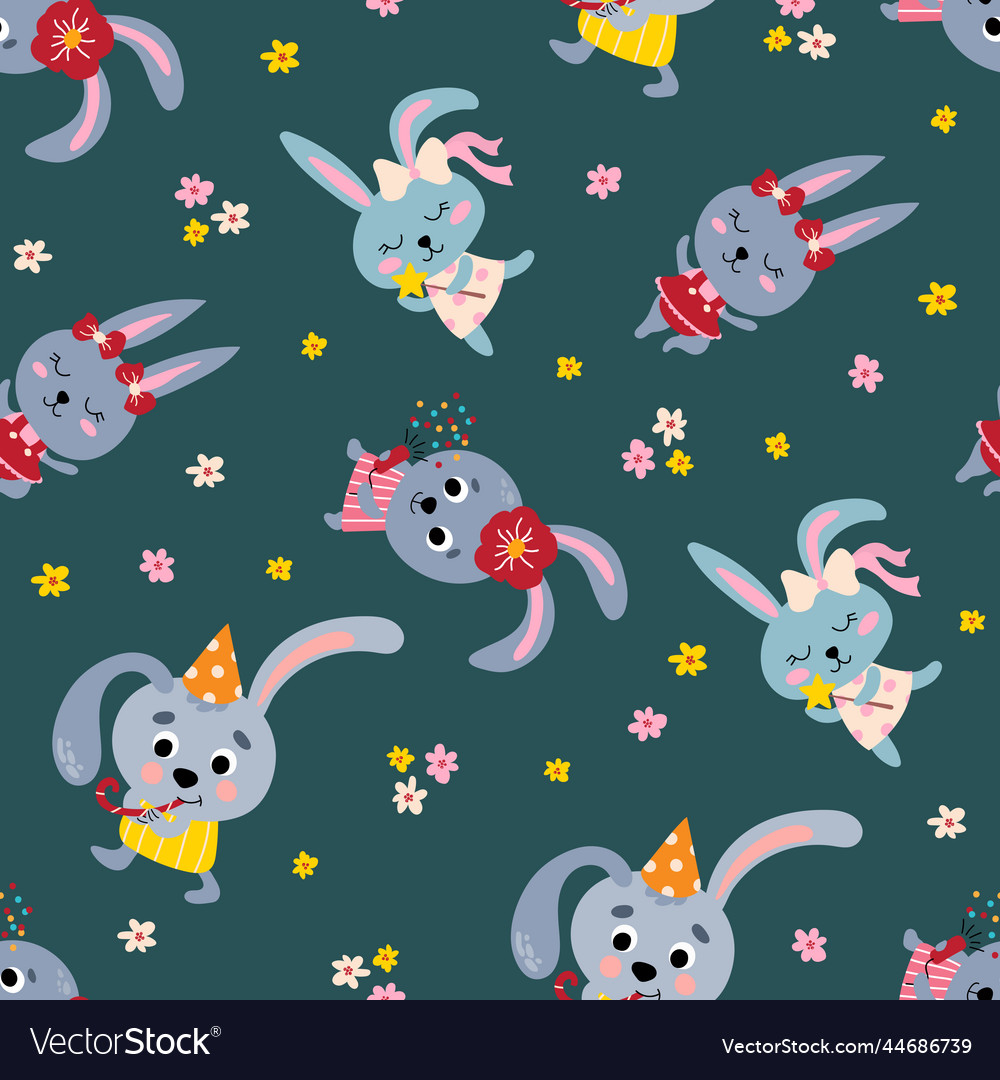 Seamless Pattern With Cute Rabbits Royalty Free Vector Image