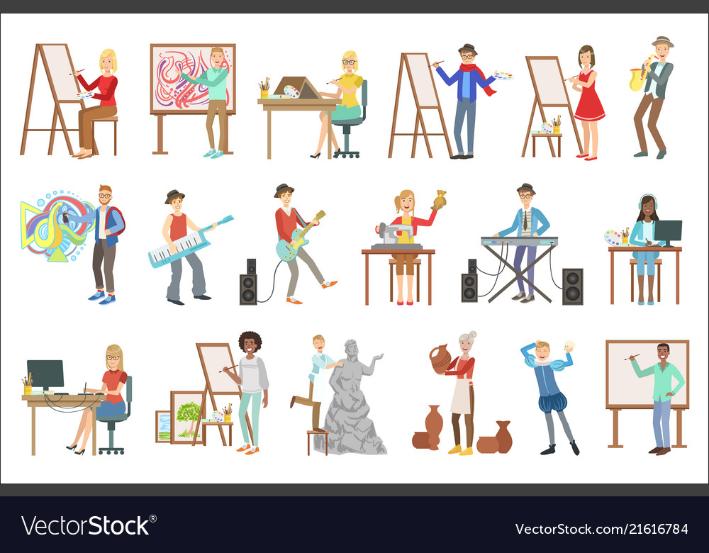 People With Artistic Professions Set Of Royalty Free Vector