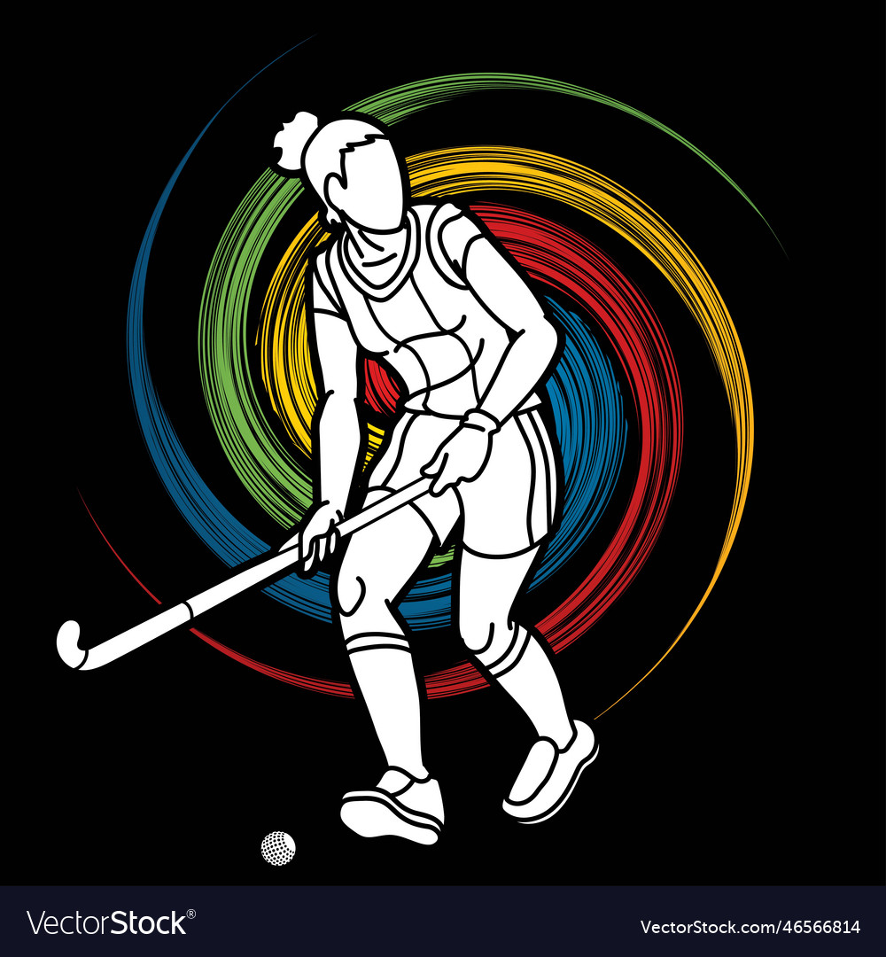 Field Hockey Sport Female Player Action Royalty Free Vector