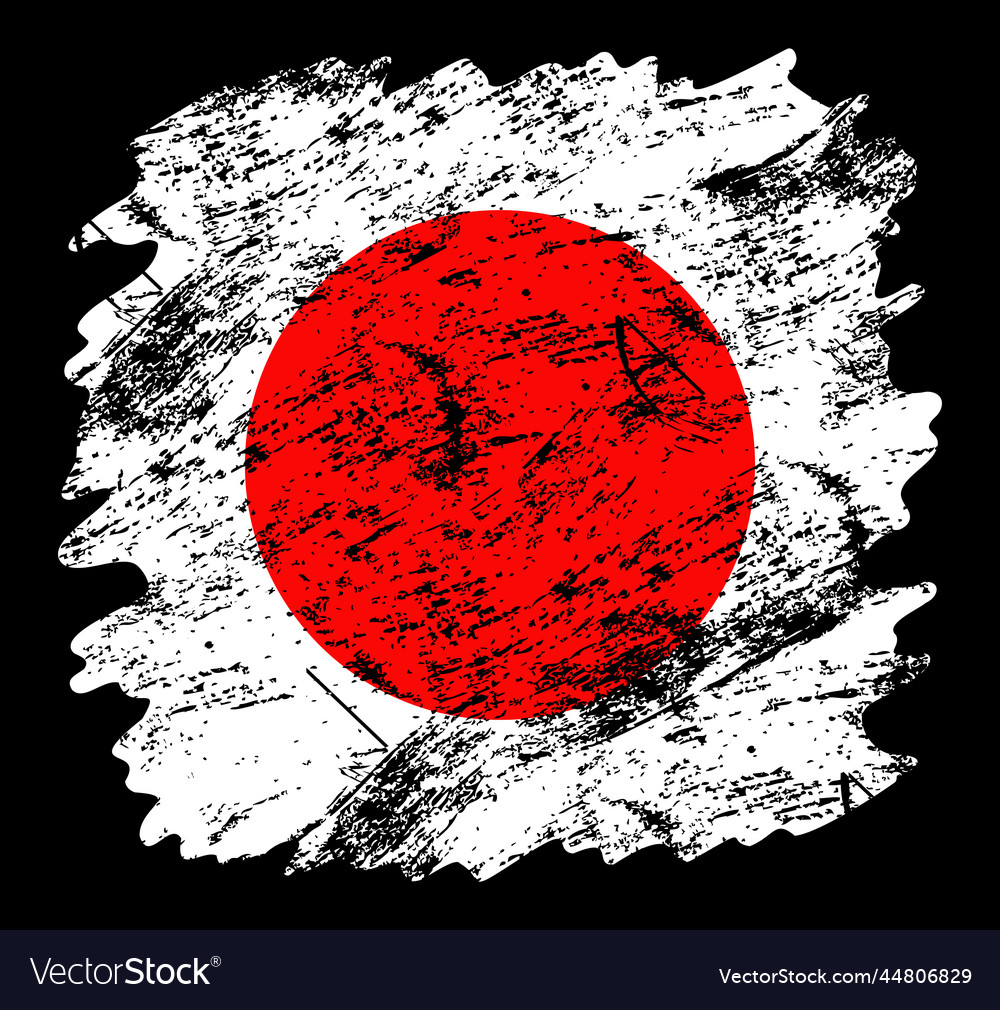 Japan Flag Grunge Brush Background Old Brush Flag Vector Image