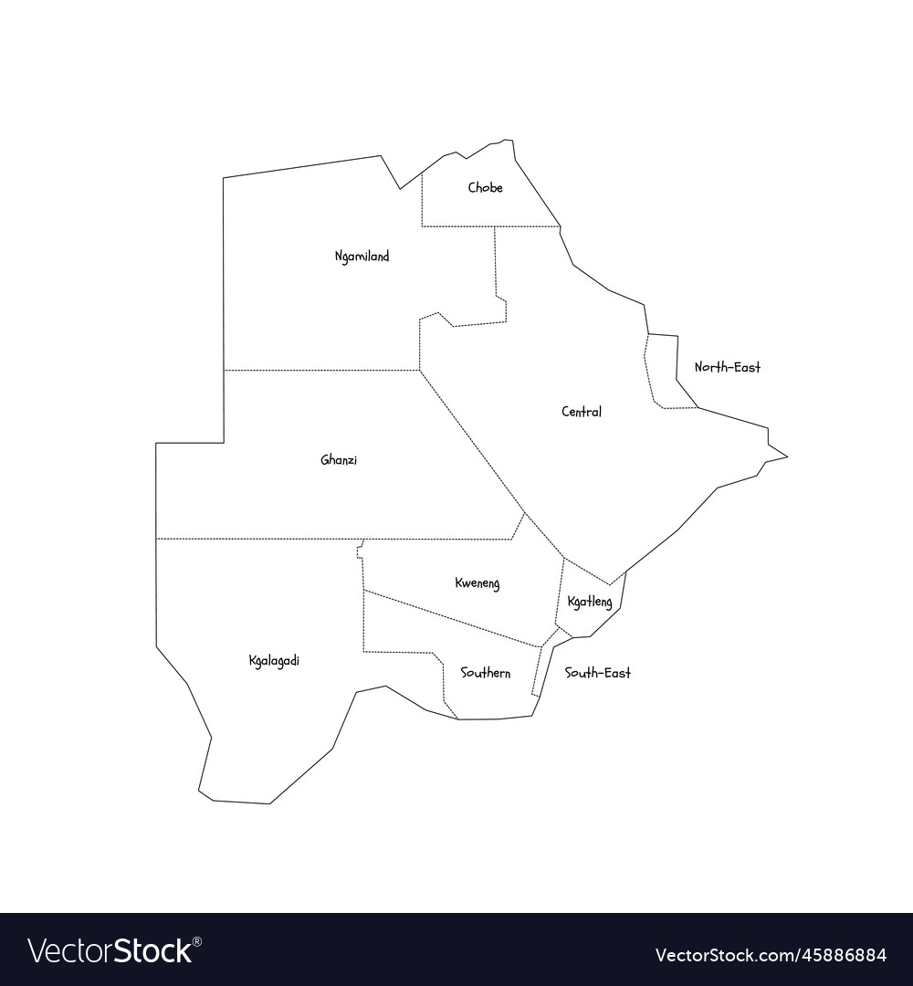 Botswana Political Map Of Administrative Divisions