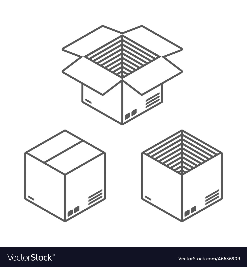 Cardboard Box Set Royalty Free Vector Image VectorStock