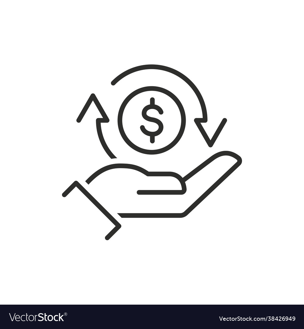 Cashback Icon Return Money Cash Back Rebate Thin Vector Image