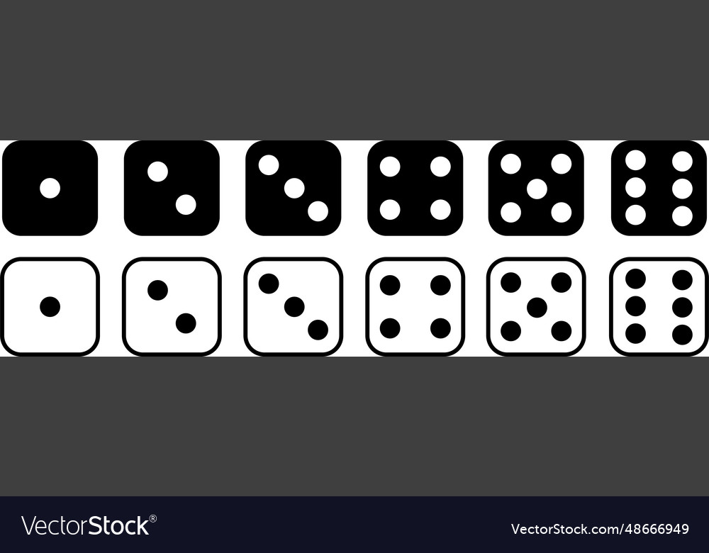 Game Dice Icon Set Of Monochrome Dice Dice Vector Image