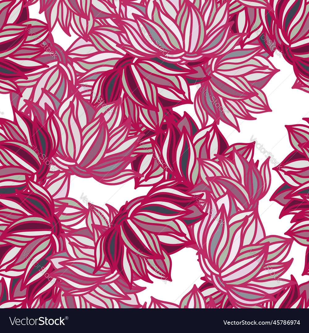 Stylish Lotus Flowers Seamless Pattern Royalty Free Vector