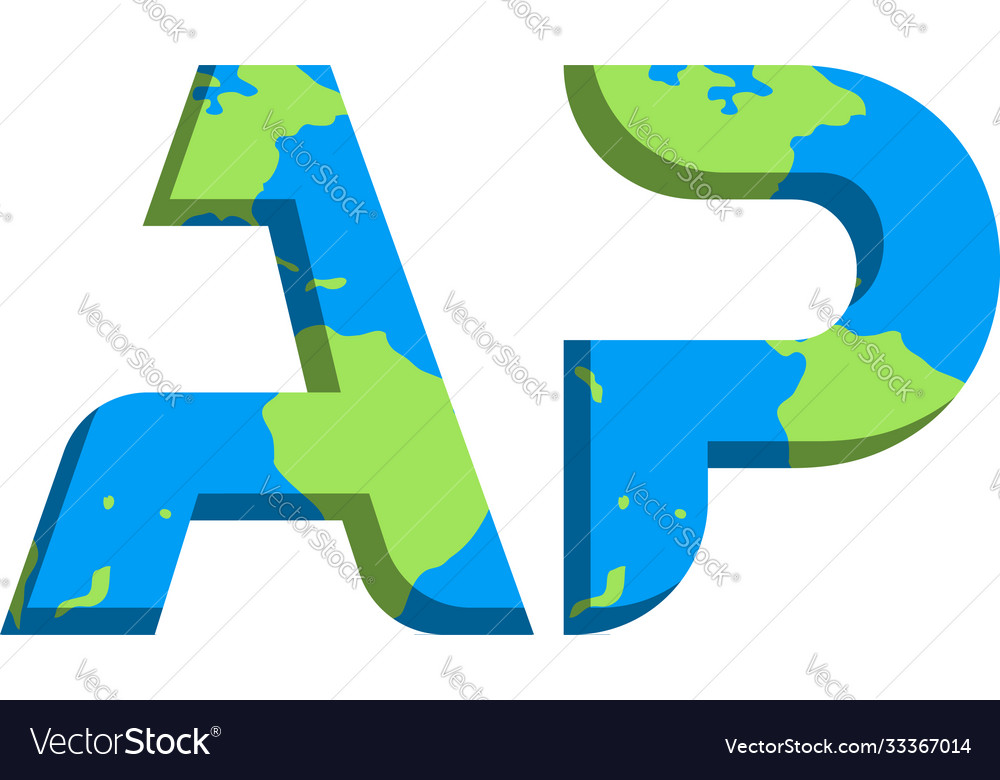 Initial Ap Logo Design With World Map Style Vector Image