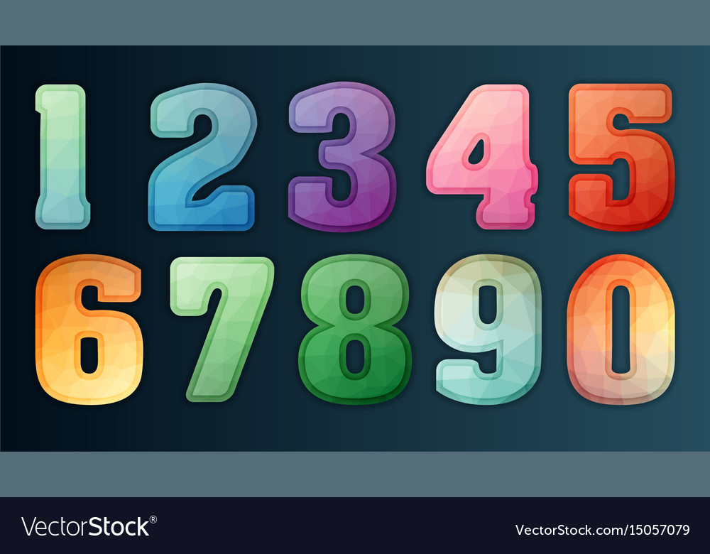 Polygon Number Alphabet Colorful Font Style Vector Image