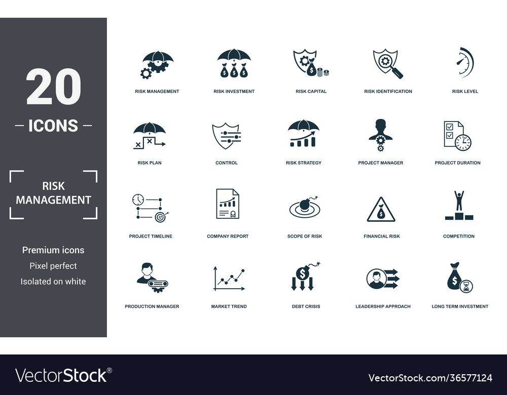 Risk Management Icons Set Collection Includes Vector Image