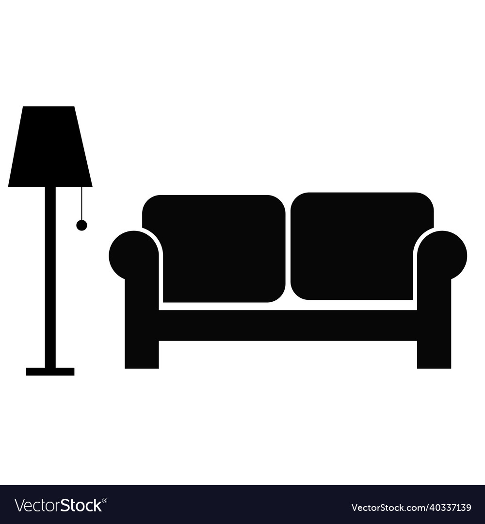 Sofa And Lamp Icon On White Background Symbol Vector Image