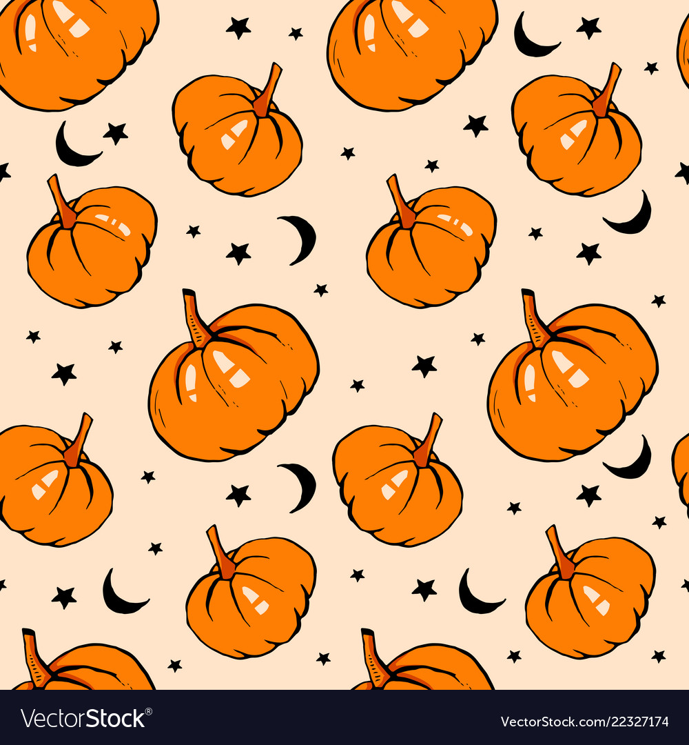 Halloween Seamless Pattern With Pumpkin Royalty Free Vector