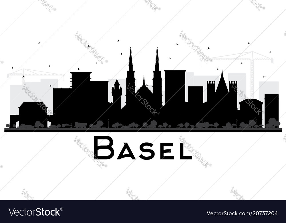 Basel Switzerland City Skyline Silhouette Vector Image