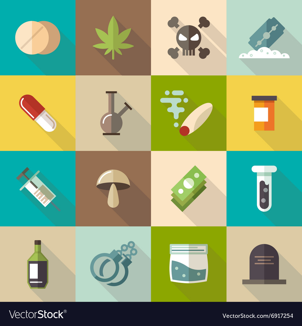 Drugs Flat Icons Set Royalty Free Vector Image