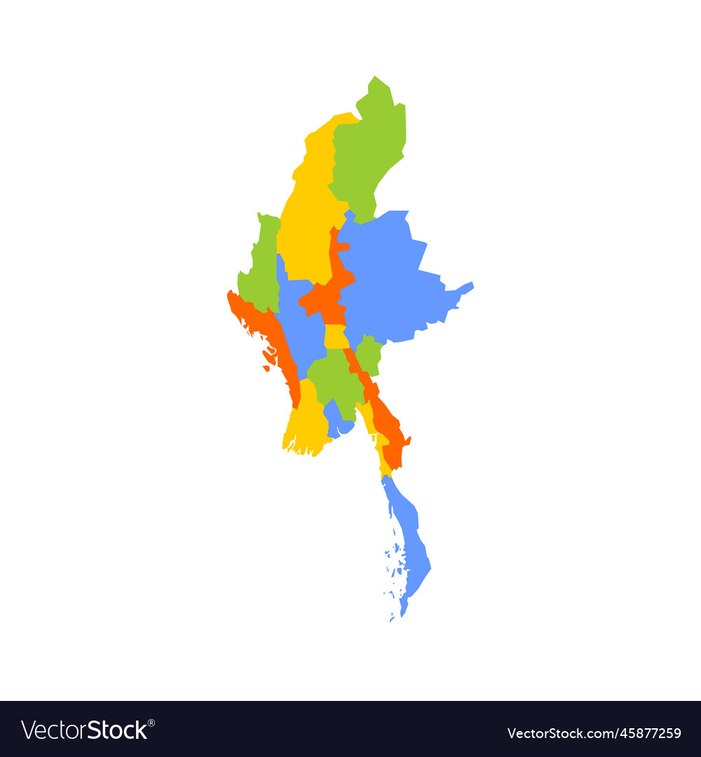 Myanmar Political Map Of Administrative Divisions Vector Image