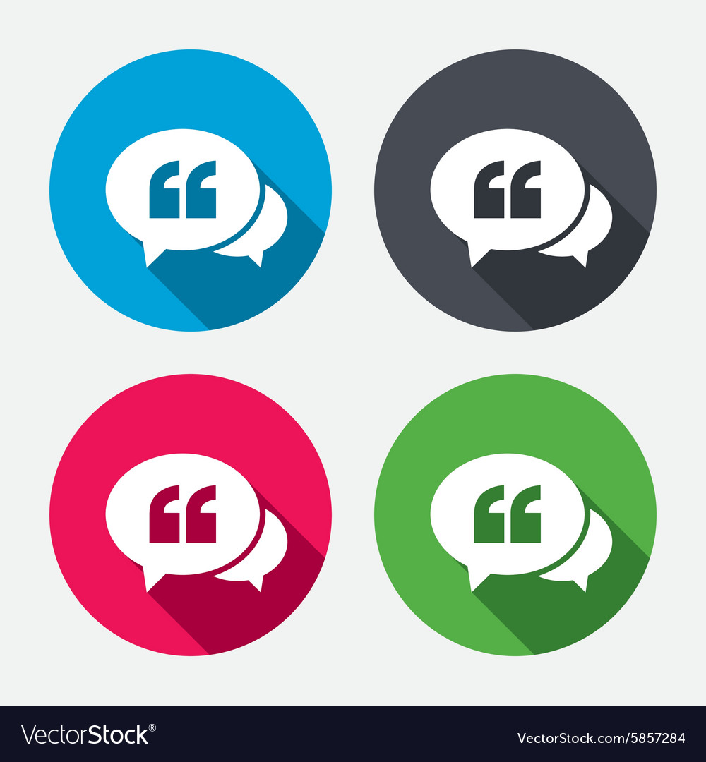 Chat Quote Sign Icon Quotation Mark Symbol Vector Image