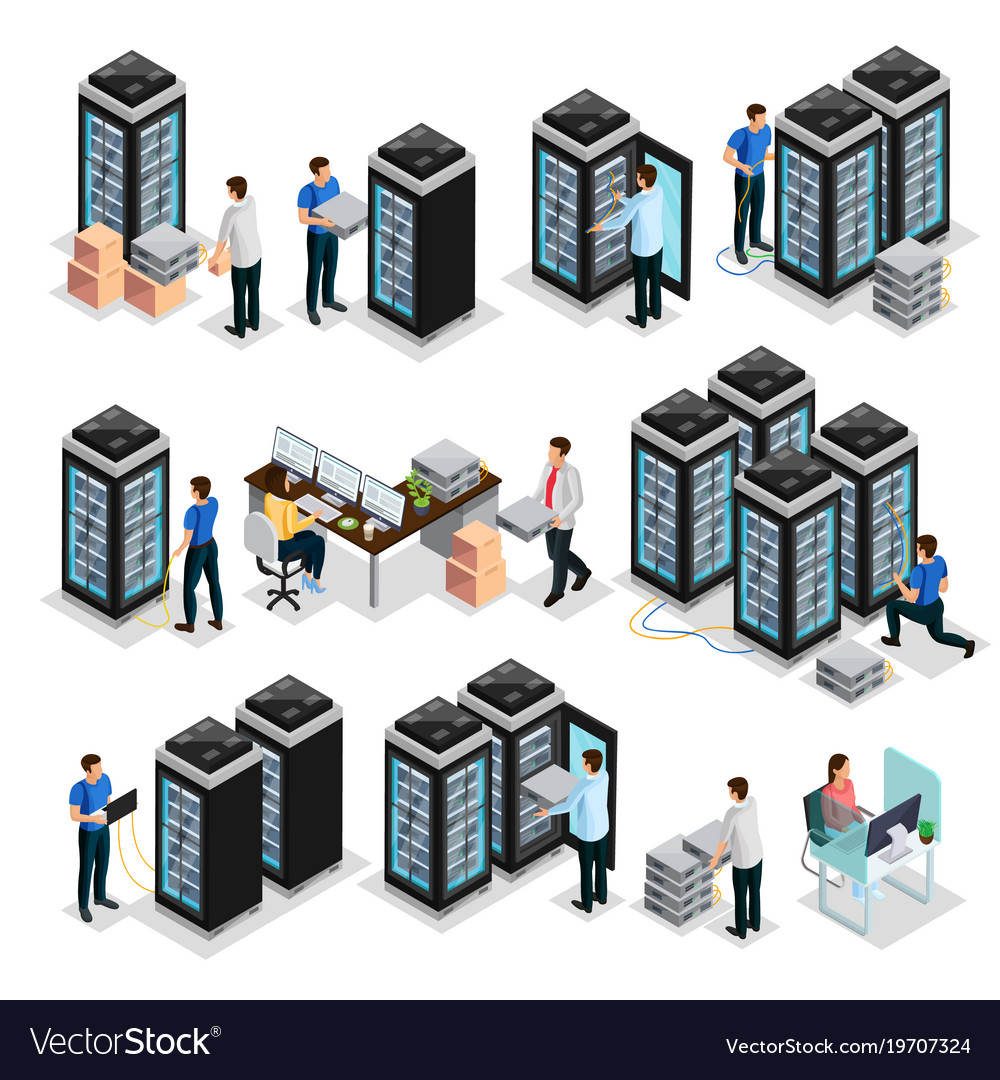 Isometric Data Center Collection Royalty Free Vector Image