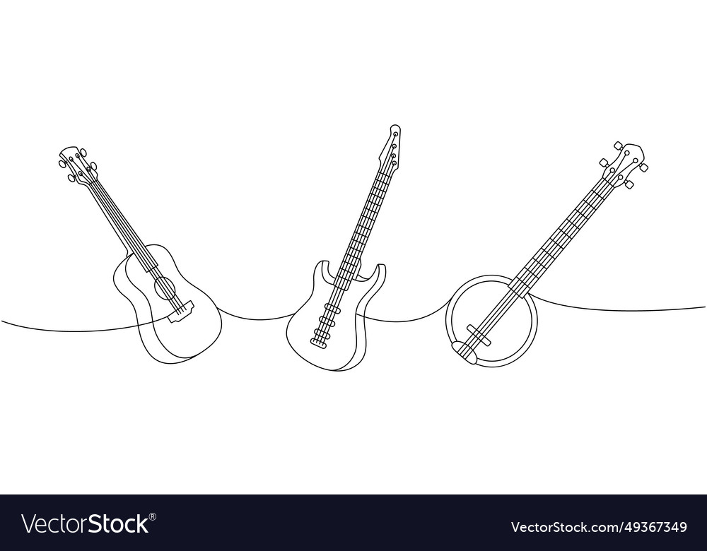 String Musical Instruments One Line Continuous Vector Image