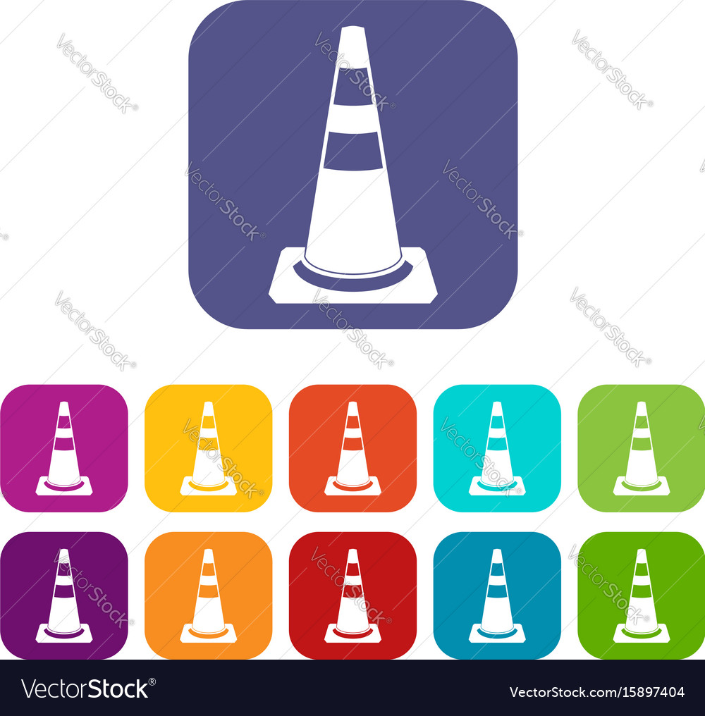 Traffic Cone Icons Set Royalty Free Vector Image