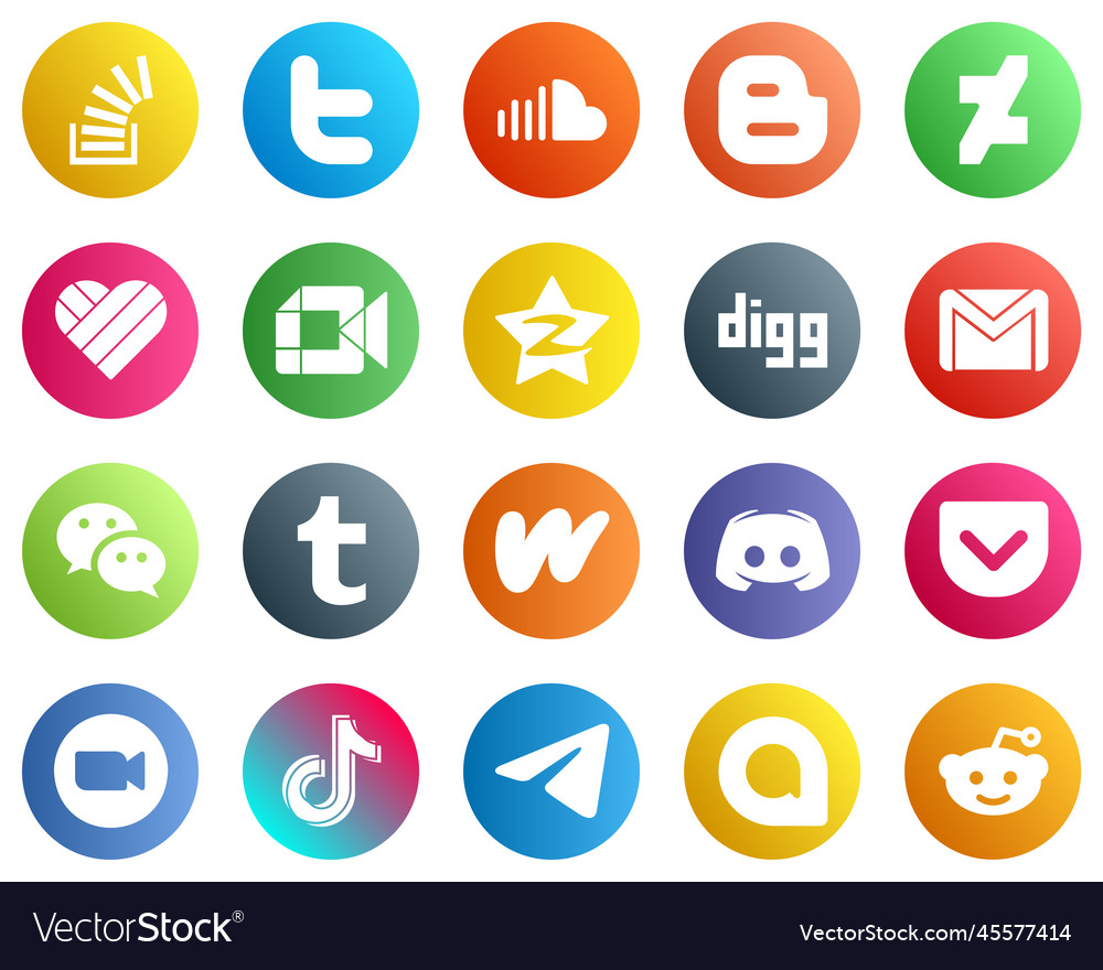 Complete Social Media Icon Pack 20 Icons Vector Image