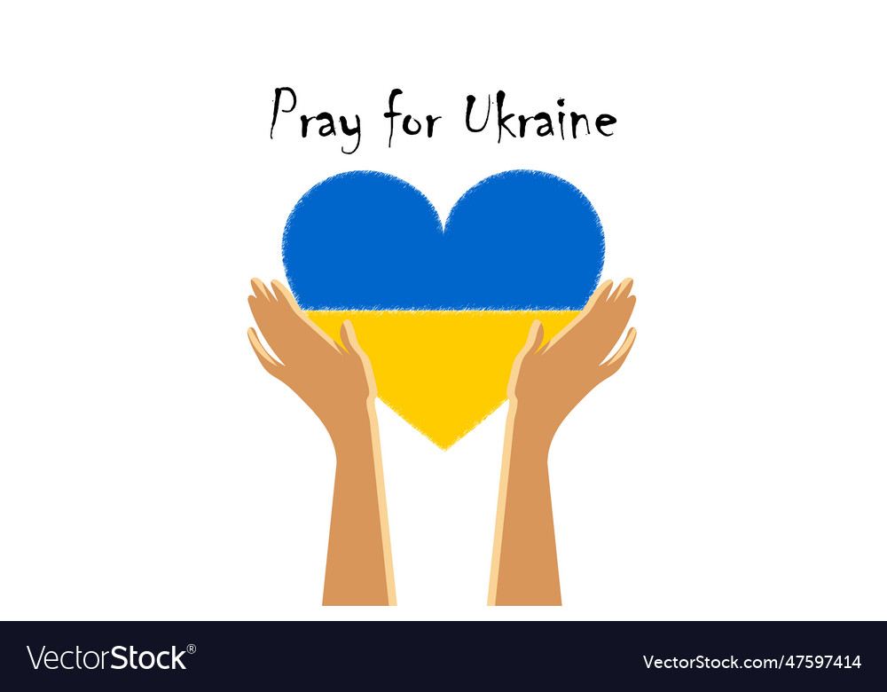 Pray For Ukraine Heart With The Flag Of Ukraine Vector Image