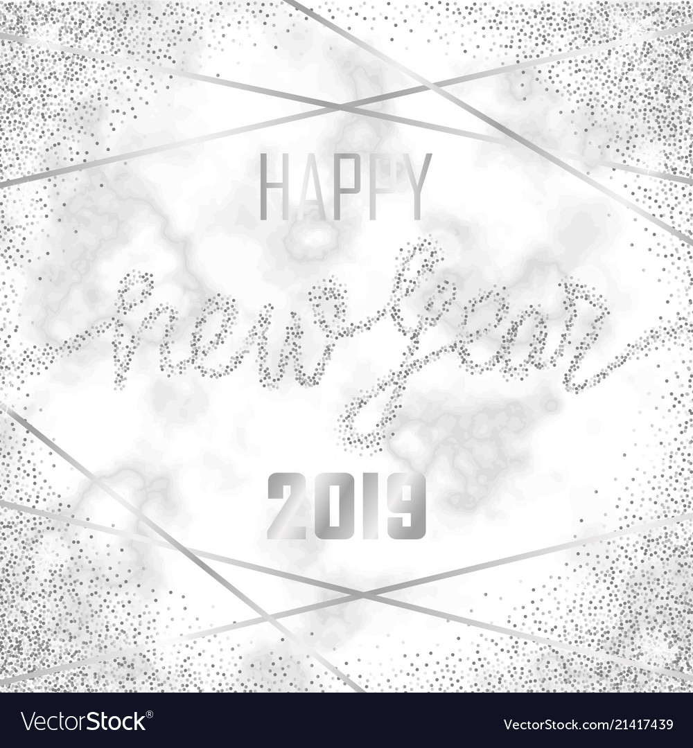 Luxury Silver Glitter Happy New Year Vector Image