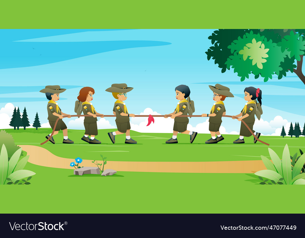 Boy Scouts Tug Of War Royalty Free Vector Image