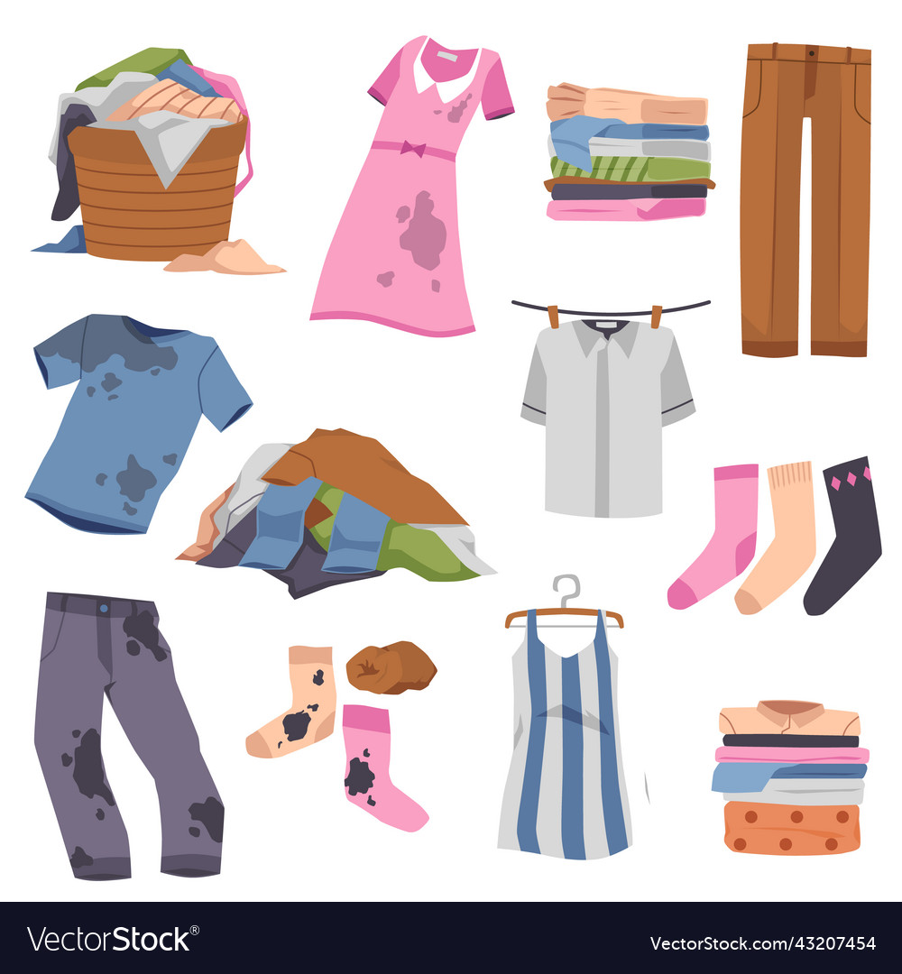 Pile Of Dirty Clothes Stack Clean Cloth Royalty Free Vector