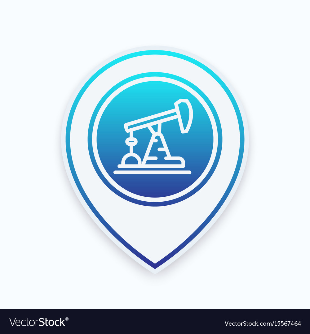 Oil Pump Line Icon On Map Pointer Royalty Free Vector Image