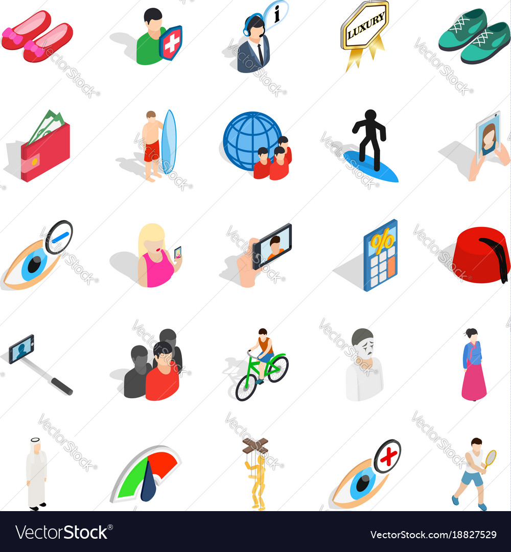 Body Training Icons Set Isometric Style Royalty Free Vector