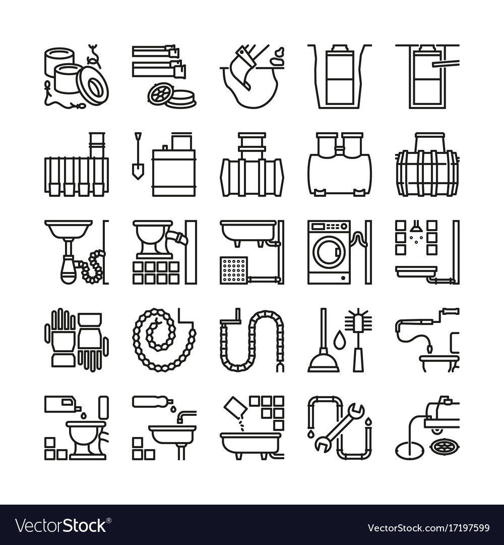 Sewerage Line Icons Sewage Signs Royalty Free Vector Image