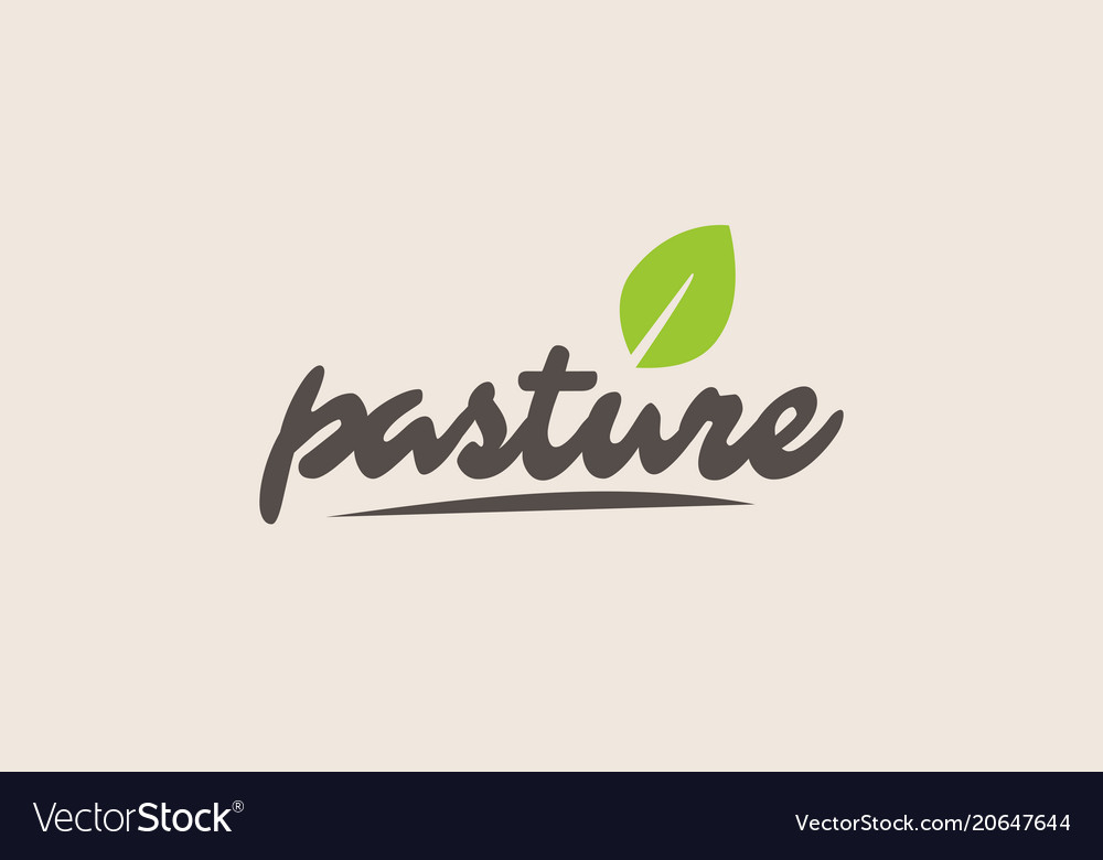 Pasture Word Or Text With Green Leaf Handwritten Vector Image