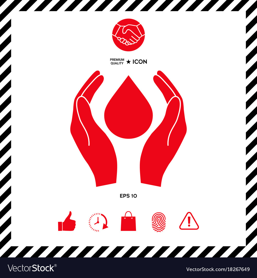 Hands Holding Drop Protection Symbol Royalty Free Vector