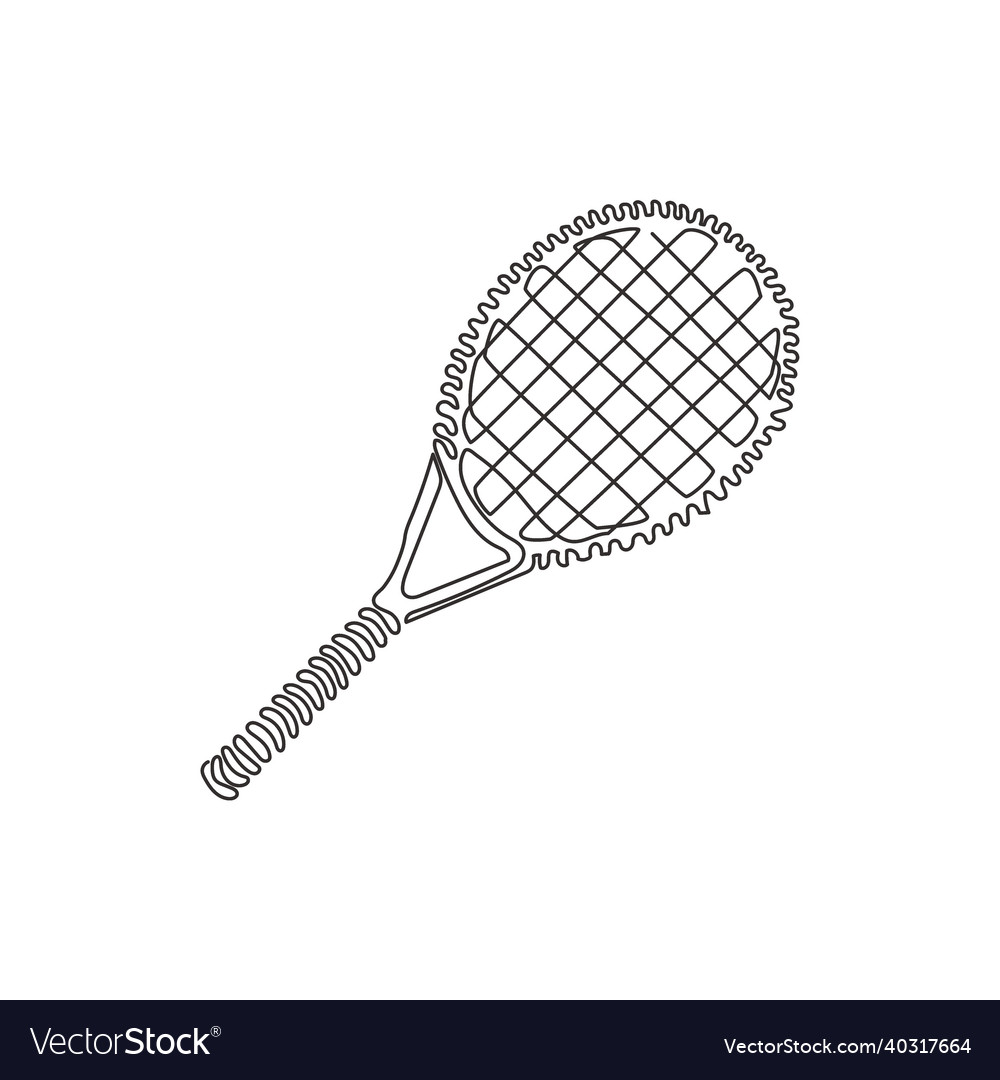 Continuous One Line Drawing Tennis Racket Vector Image