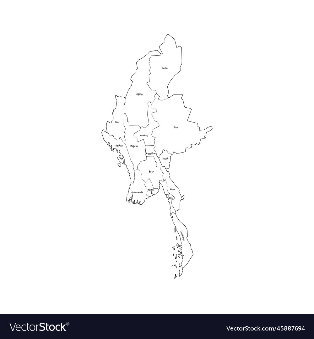 Myanmar Political Map Of Administrative Divisions Vector Image